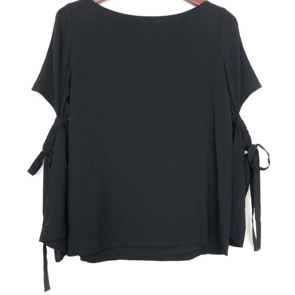 CLUB MONACO SANDRELLA LONG SLEEVE CUT OUT BOW TIE FLAIR ARM BLOUSE BLACK XS - Picture 5 of 8